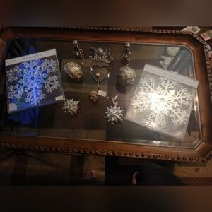 Lot of 11 unique Silver Snowflake Christmas Ornaments Like New